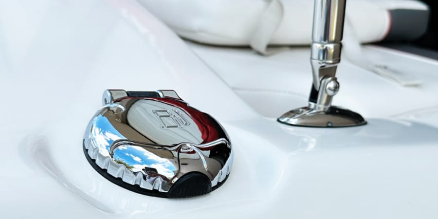 Polished stainless boat hardware
